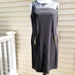 Roz & Ali Ponte Sheath Dress Faux Leather